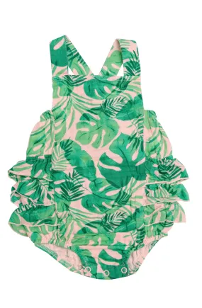 Angel Dear Tropical Leaves Ruffle Sunsuit