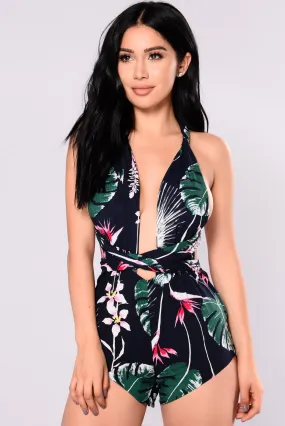Barrier Reef Floral Romper - Navy/Multi