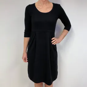 Black 3/4 Sleeve Cashmere Crew Neck Dress Medium