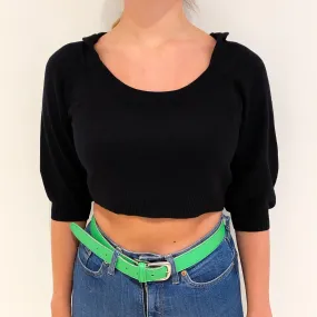 Black Cashmere Scoop Neck Hoodie Small