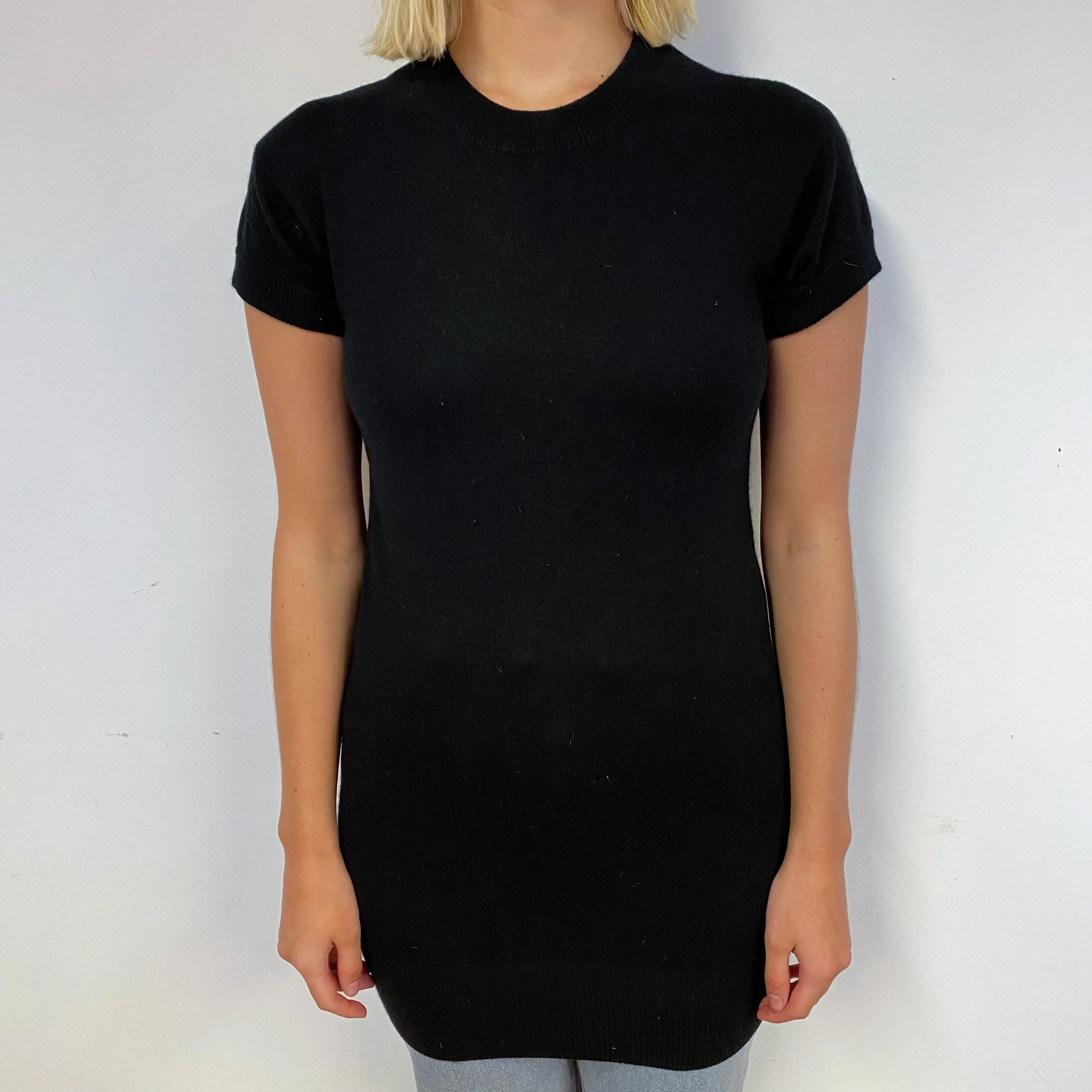 Black Cashmere Short Sleeved Tunic Small