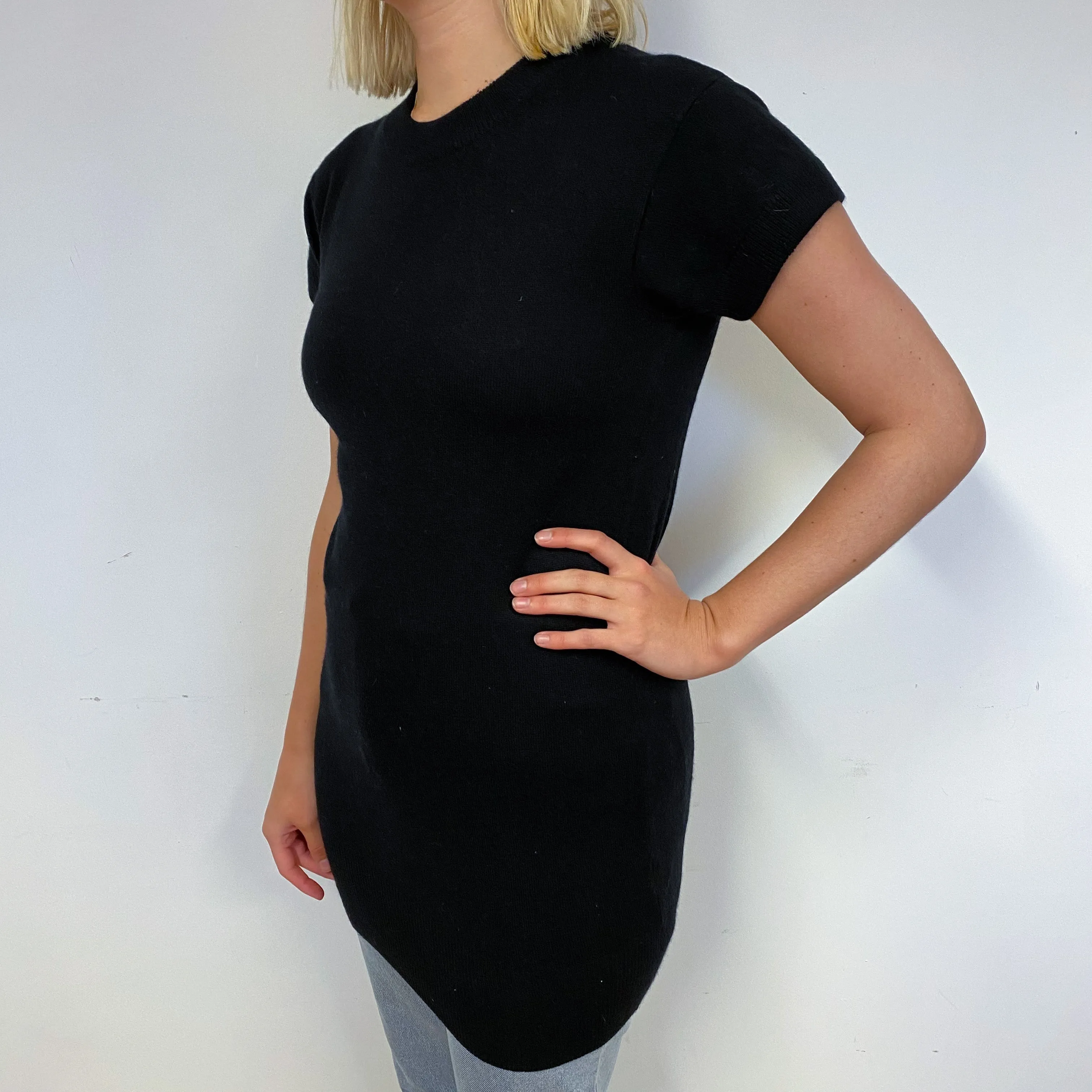 Black Cashmere Short Sleeved Tunic Small