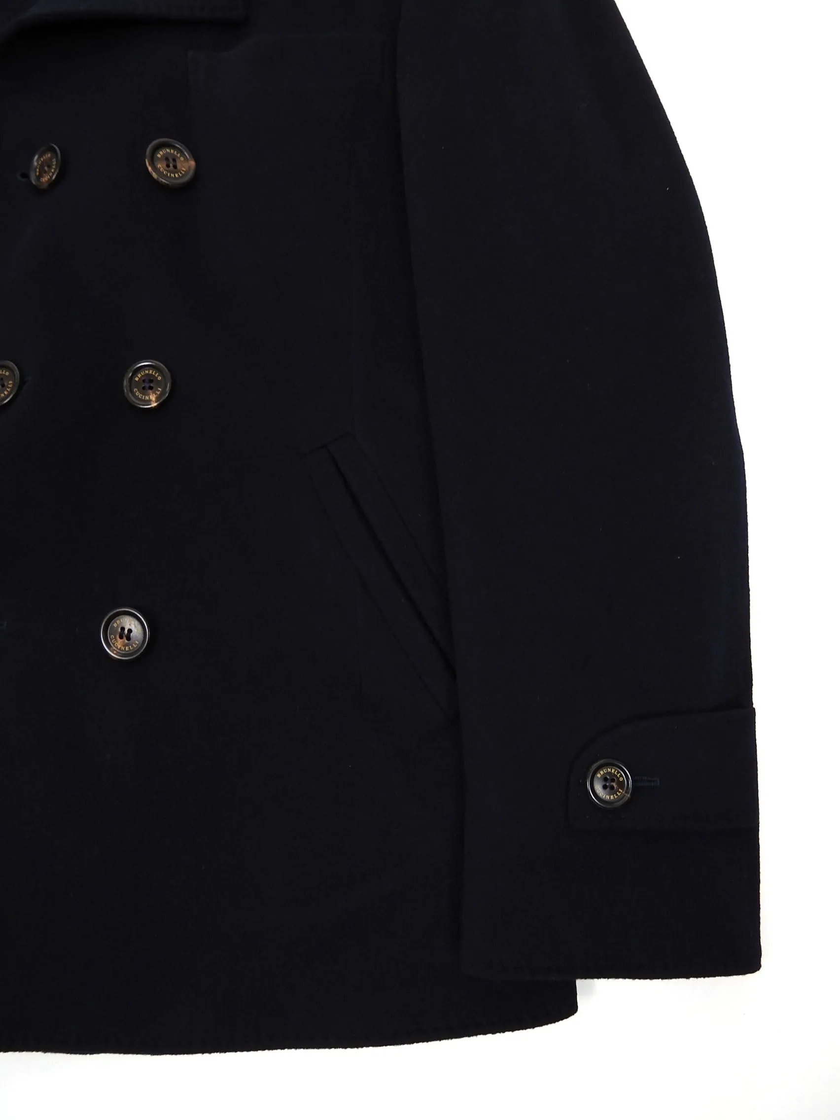 Brunello Cucinelli Navy Wool/Cashmere Insulated Peacoat Size 50