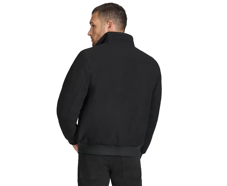 Calvin Klein Men's Wool Bomber Jacket With Knit Trim Black Small