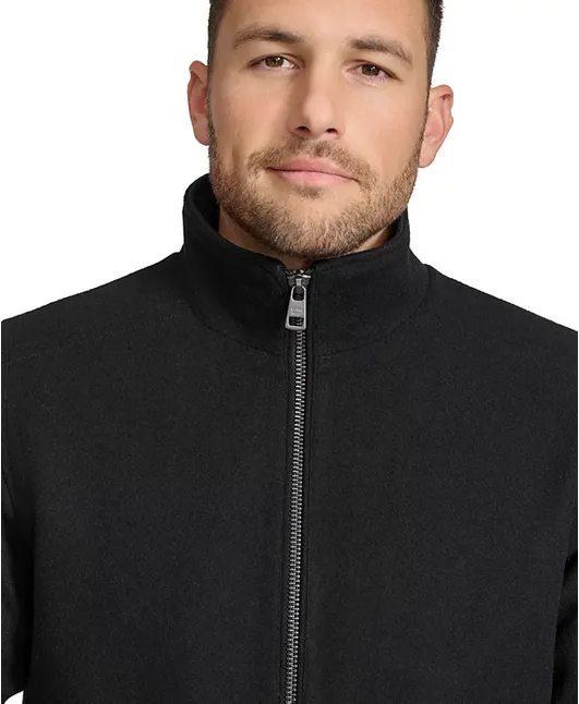 Calvin Klein Men's Wool Bomber Jacket With Knit Trim Black Small
