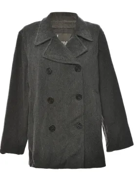 Double Breasted Dark Grey Peacoat - M