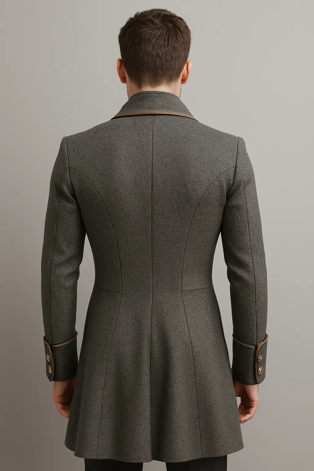 Gray Regency Men's Tailcoat with Gold Trim - Bridgerton-Inspired Double-Breasted Jacket Plus Size
