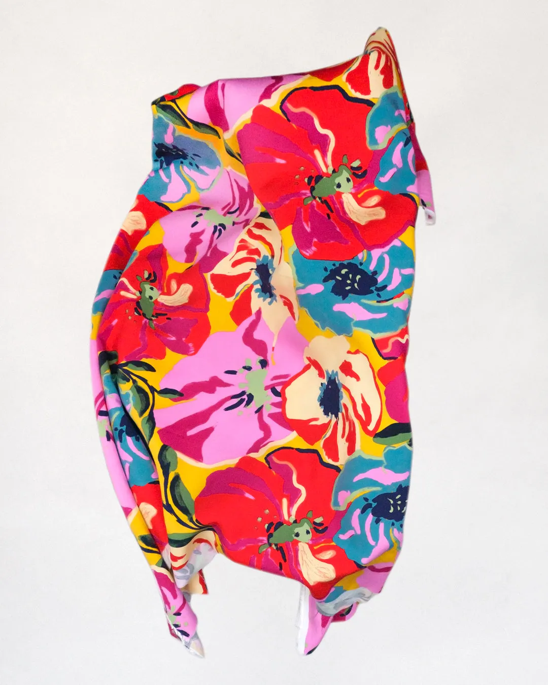 Heat Wave Floral Rayon Twill - Golden/Crimson/Multi