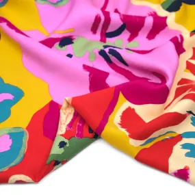 Heat Wave Floral Rayon Twill - Golden/Crimson/Multi