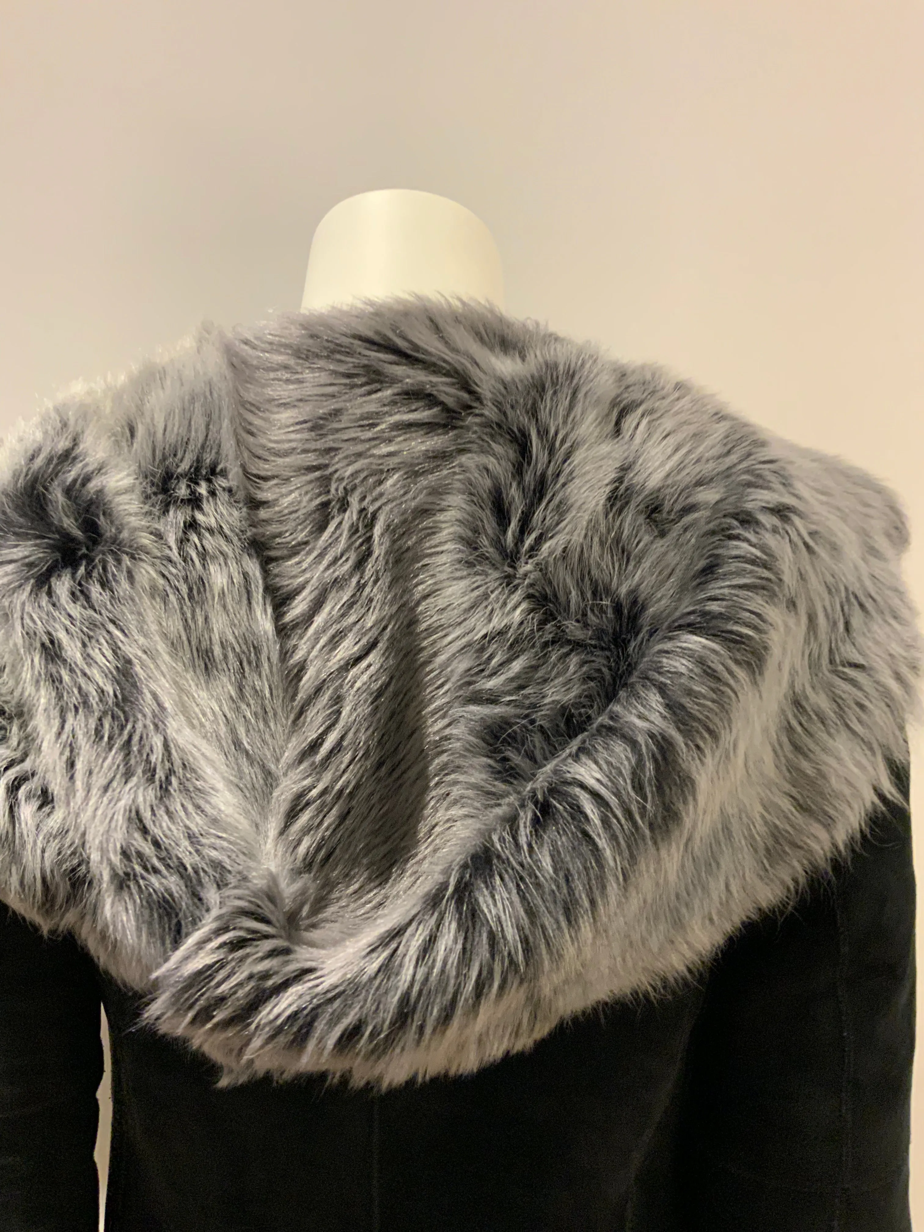 Hooded Suede Shearling Lambs Leather Coat Size XS ladies