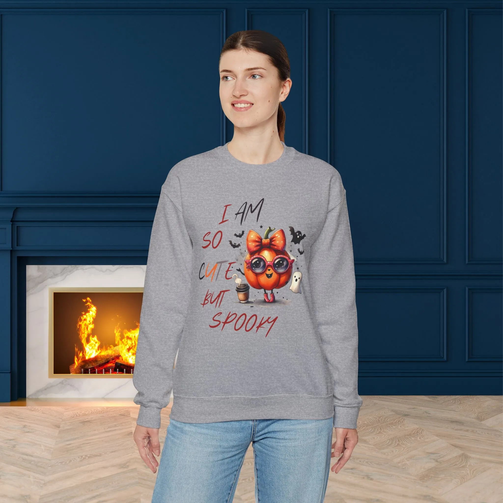 I Am So Cute But Spooky Halloween Sweatshirt, Happy Halloween Sweatshirt - Unisex Heavy Blend Crewneck, Halloween Sweatshirt, Cute Spooky Ghost sweatshirt.