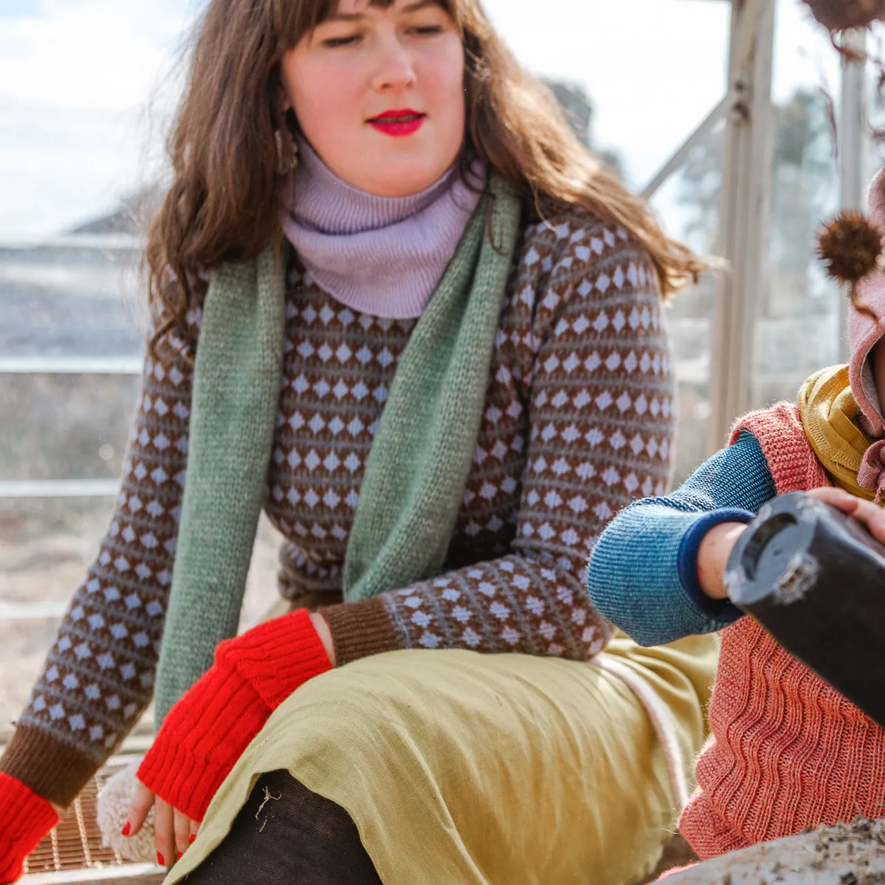 Jacquard Sweater - 100% Lambswool - Hazel Melange (2-12y )