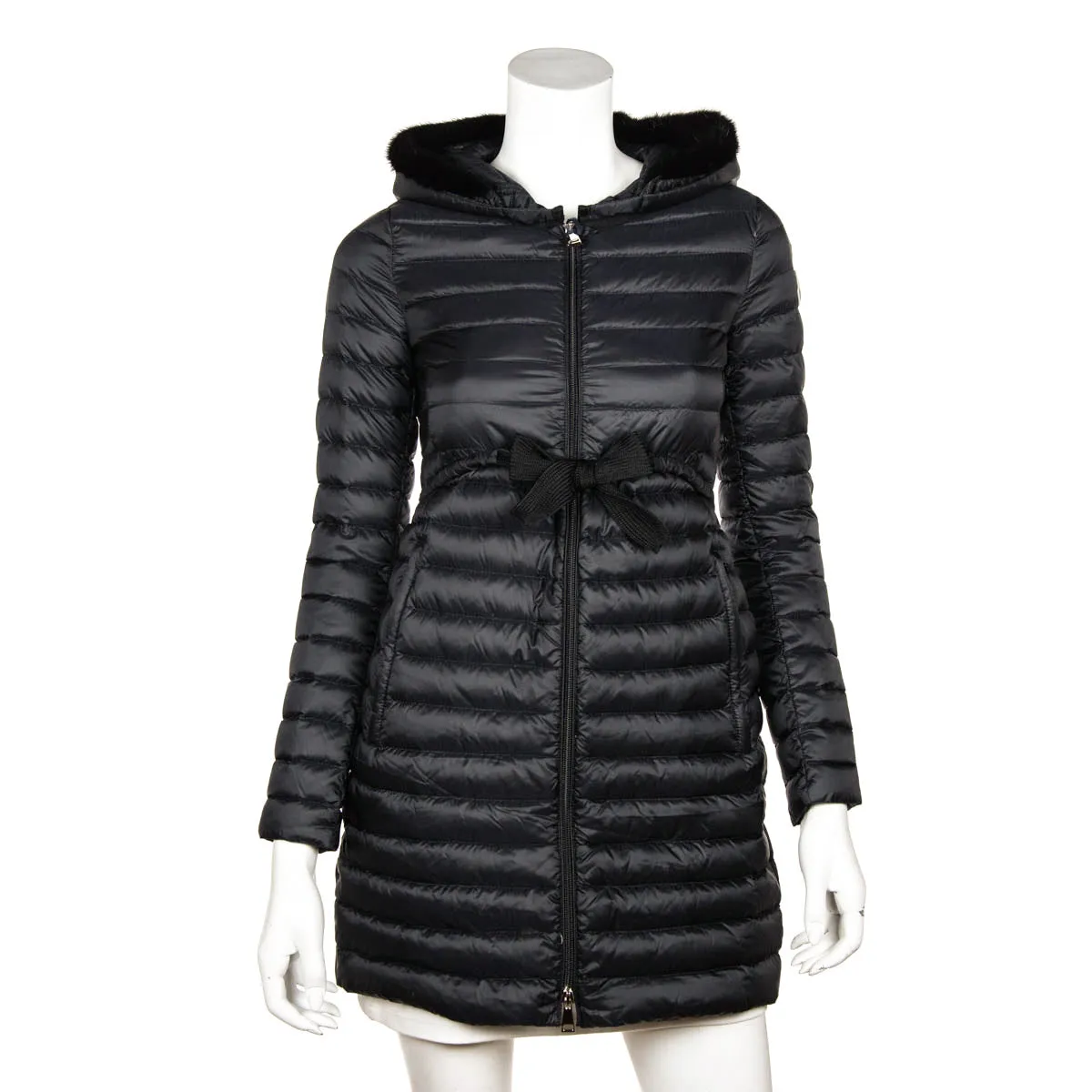 Moncler Black Mink Trimmed Barbel Down Quilted Coat Size XXS | 00