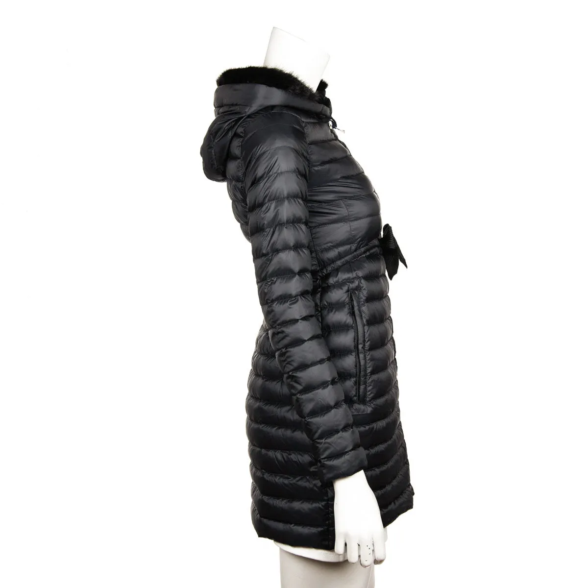 Moncler Black Mink Trimmed Barbel Down Quilted Coat Size XXS | 00