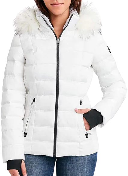 Nautica Women Coat,  Color Red Puffer Water Resist Quilted