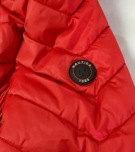 Nautica Women Coat,  Color Red Puffer Water Resist Quilted
