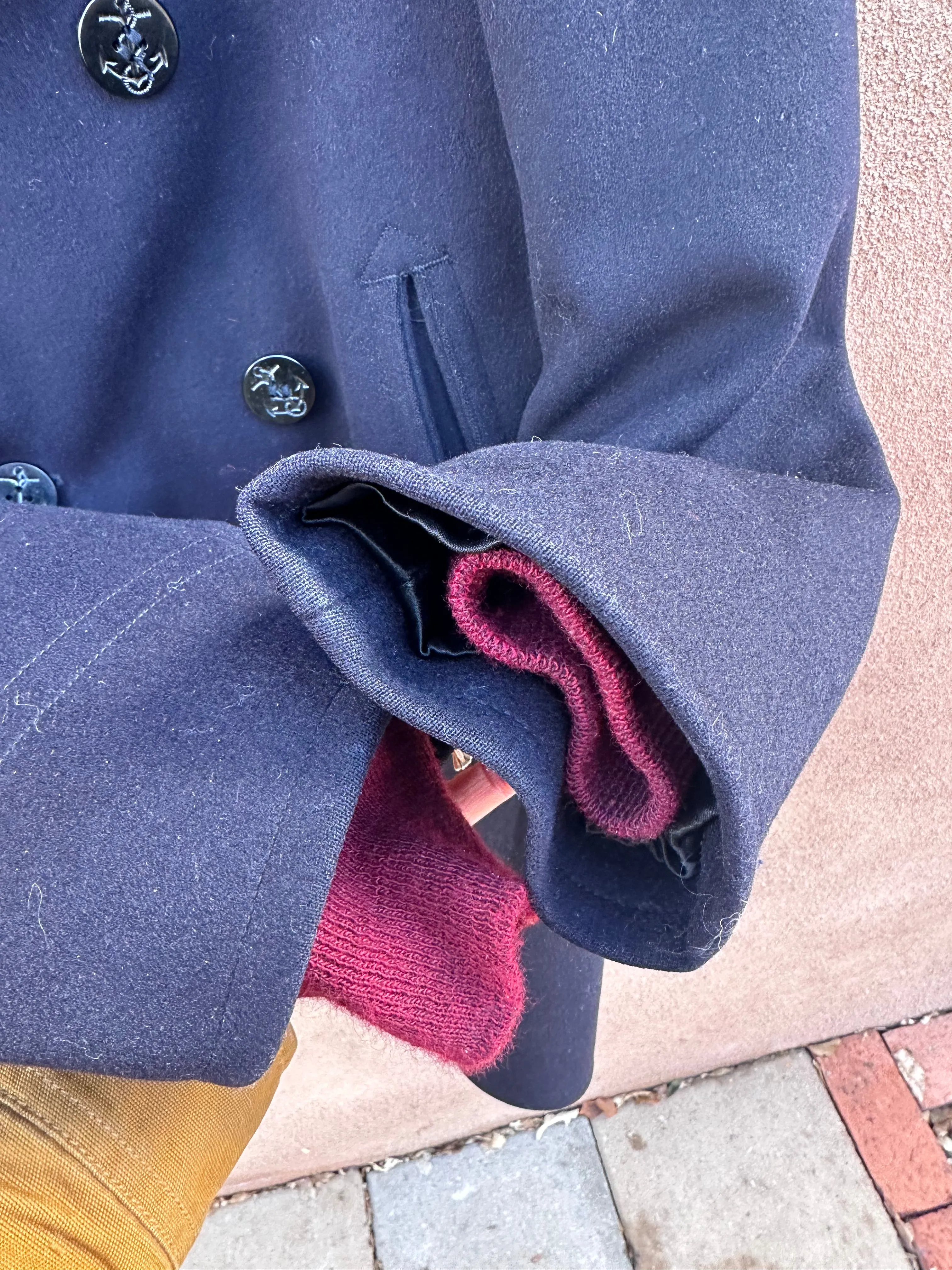 Navy Issue 1960's 100% Wool Kersey Peacoat - 38R