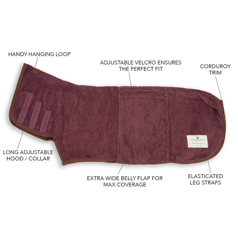 New Country Dog Drying Coat in Burgundy