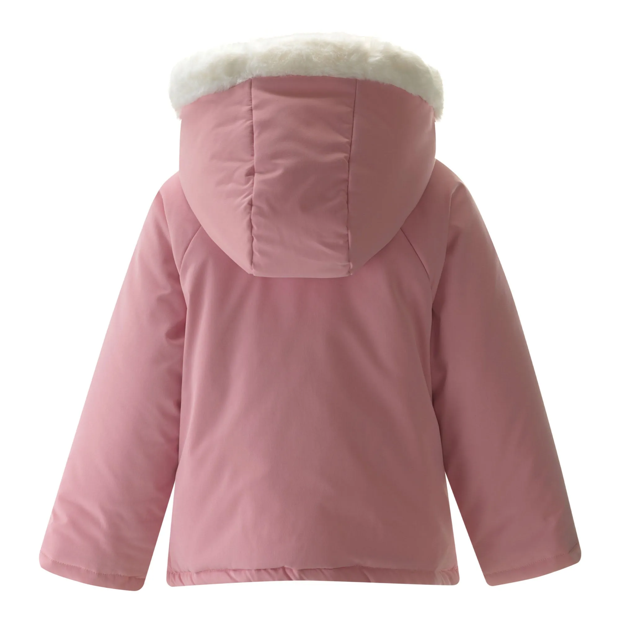 Pink Faux Fur Trim Coat