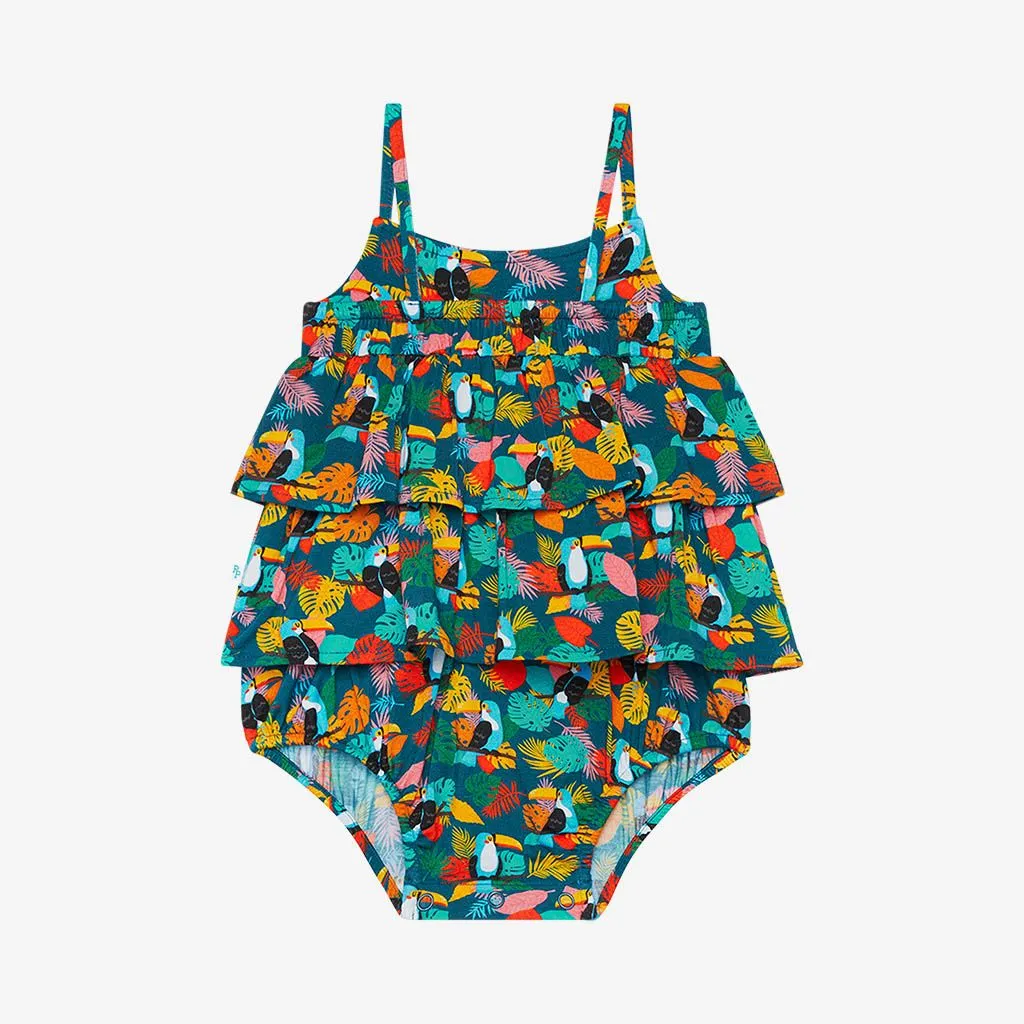 POS Tropical Sleeveless Ruffle Romper