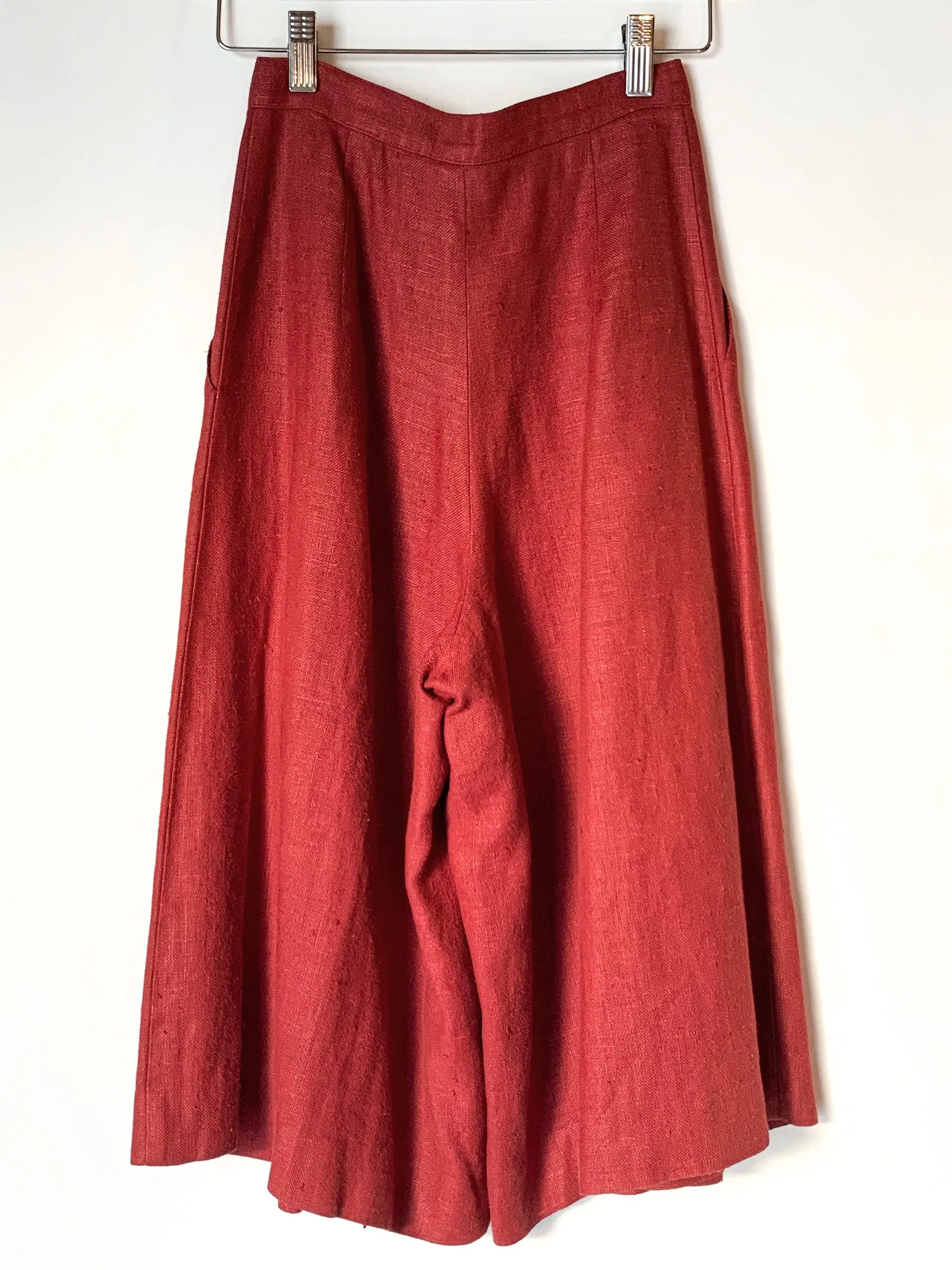 Red Linen Walking Shorts