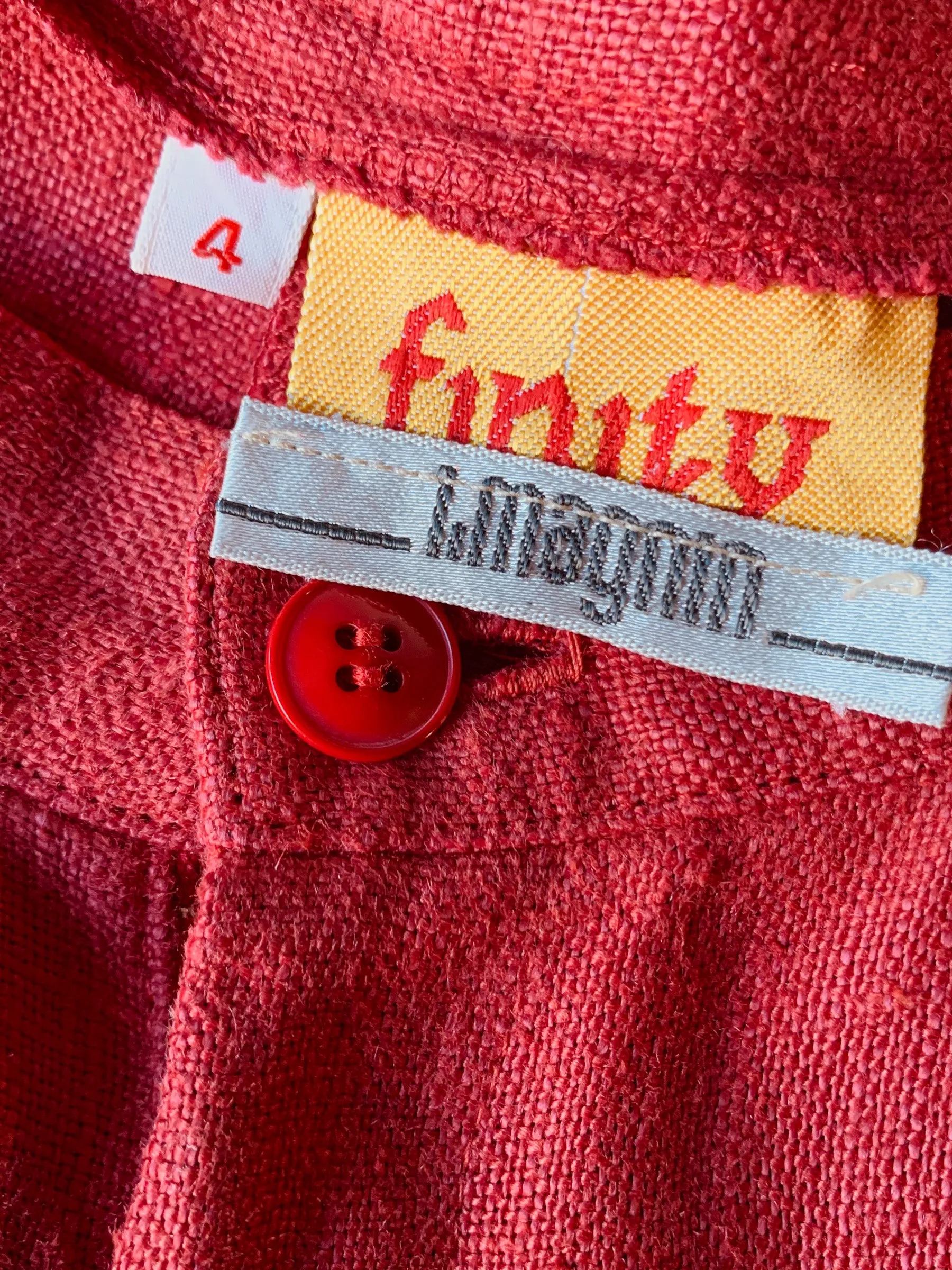 Red Linen Walking Shorts