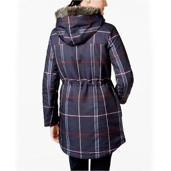 Tommy Hilfiger Faux Fur Trim Hooded Plaid Parka Coat S NWT! $198.50