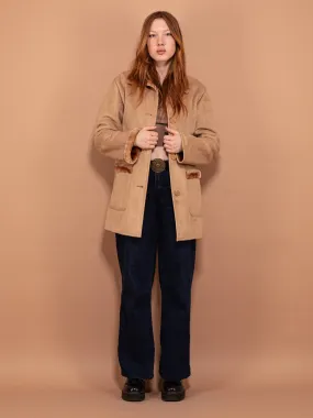 Vintage 00's Women Faux Fur Lined Winter Coat in Beige