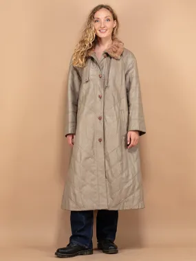Vintage 70's Women Leather Coat in Beige