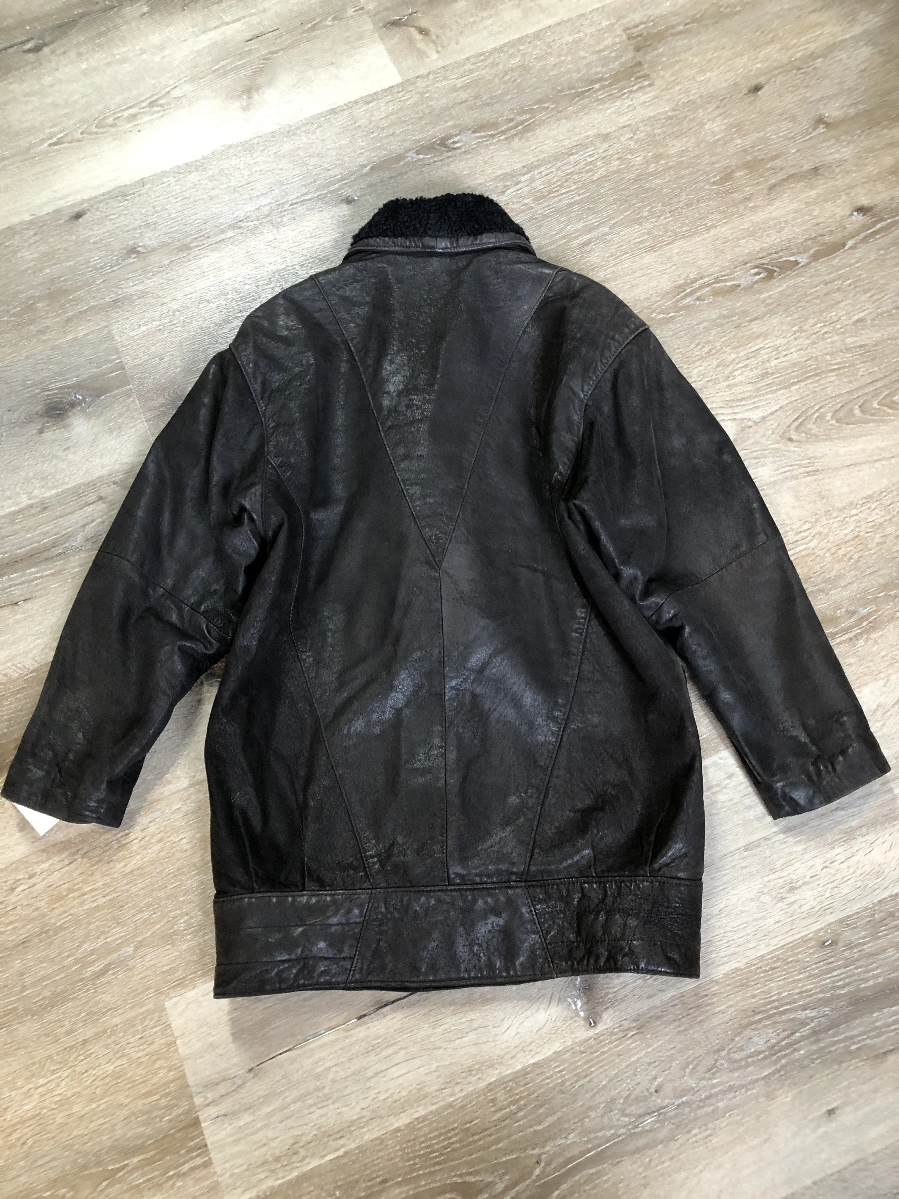 Vintage Jeno de Paris Black Shearling Coat, Made in Canada